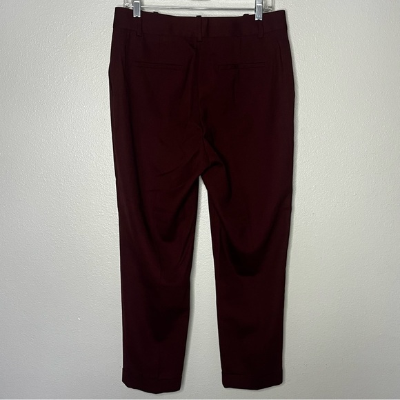 Reiss Straight Leg Cuff Ankle Crop Trouser Pant Women 8 Plum Wool Blend Career - Picture 8 of 9